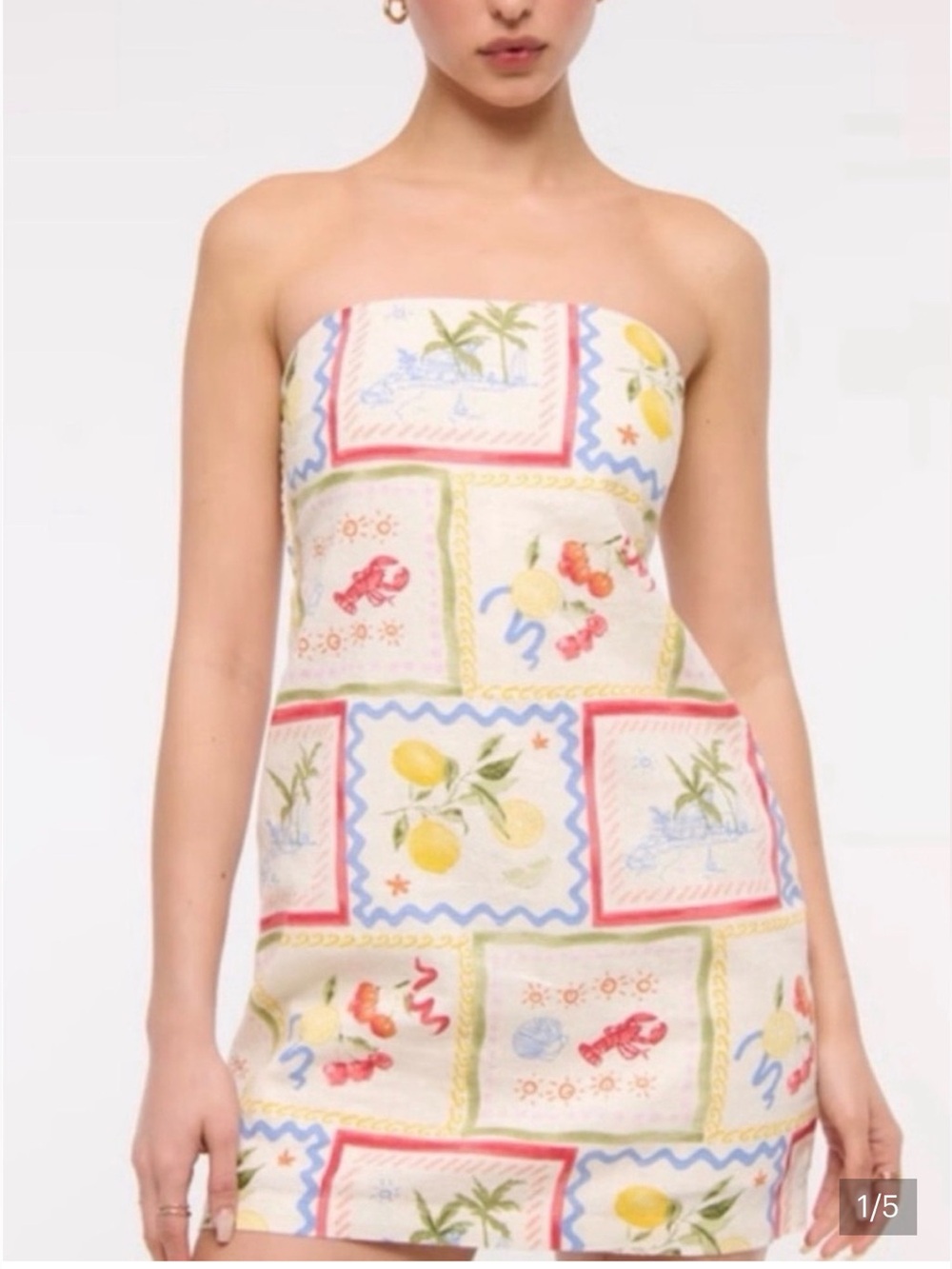 NWOT The A&F Scarlett Strapless Linen-Blend Skort Tile Print - XS